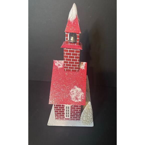 Large 15" Ebenezer & Co. Lighted Church Christmas Paper House Red Brick Deer - Picture 5 of 8